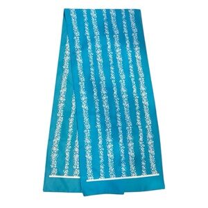 Vintage Turquoise/Tiffany Blue Floral Stripe Scarf Made in Italy